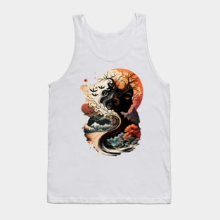 Fantasy asian landscape with woman face Tank Top